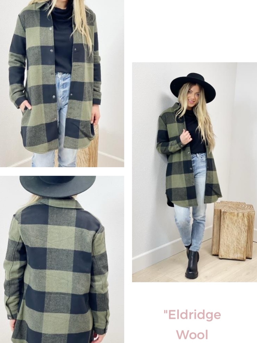 BB Dakota Eldridge Wool Shacket/ Jacket- Olive & Black